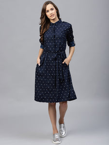 Queen ellie Dot Belted Shirt Dress