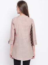 Load image into Gallery viewer, Queen ellie Women Beige Embroidered A-Line Kurti
