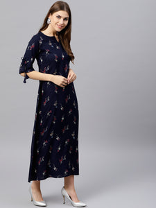 Queen ellie Women Navy Blue Printed Maxi Dress