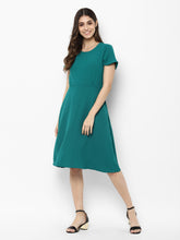 Load image into Gallery viewer, Queen ellie Green Solid Fit and Flare Dress
