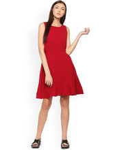 Load image into Gallery viewer, Queen ellie Red Solid Fit and Flare Dress
