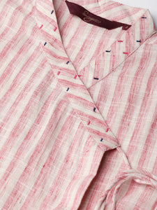 Queen ellie Women Pink & White Striped Wrap Dress