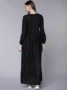 Queen ellie Women Black Checked Maxi Dress