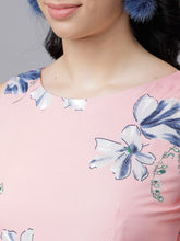 Load image into Gallery viewer, Queen ellie Women Pink &amp; Blue Floral Print Fit and Flare Dress
