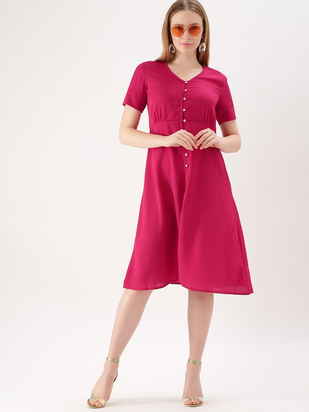 Queen ellie Women Pink Solid A-Line Dress