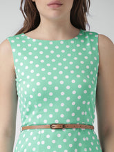 Load image into Gallery viewer, Queen ellie Mustard Yellow &amp; Off-White Polka Dot Print Sheath Dress
