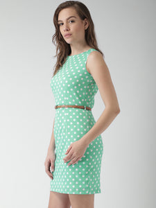 Queen ellie Mustard Yellow & Off-White Polka Dot Print Sheath Dress