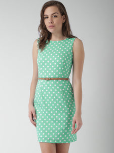 Queen ellie Mustard Yellow & Off-White Polka Dot Print Sheath Dress