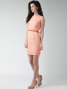 Queen ellie Mustard Yellow & Off-White Polka Dot Print Sheath Dress