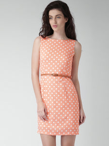 Queen ellie Mustard Yellow & Off-White Polka Dot Print Sheath Dress