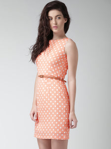 Queen ellie Mustard Yellow & Off-White Polka Dot Print Sheath Dress