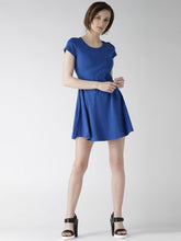 Load image into Gallery viewer, Queen ellie Women Blue Solid Fit &amp; Flare Dress
