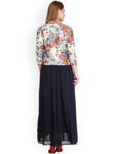 Load image into Gallery viewer, Queen ellie Women Navy Blue Printed Maxi Dress
