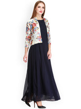 Load image into Gallery viewer, Queen ellie Women Navy Blue Printed Maxi Dress
