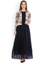 Load image into Gallery viewer, Queen ellie Women Navy Blue Printed Maxi Dress
