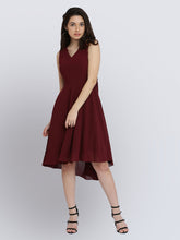 Load image into Gallery viewer, Queen ellie Women Red Solid Fit and Flare Dress
