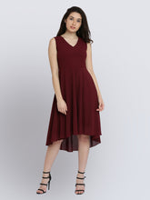 Load image into Gallery viewer, Queen ellie Women Red Solid Fit and Flare Dress
