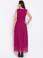 Load image into Gallery viewer, Queen ellie Women Magenta Solid Maxi Dress
