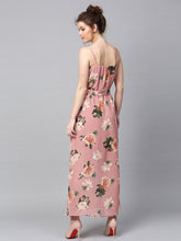 Load image into Gallery viewer, Queen ellie Women Dusty Pink Floral Print Belted Maxi Dress
