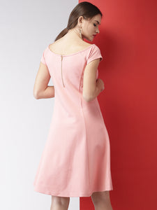 Queen ellie  Women Pink Solid A-Line Dress