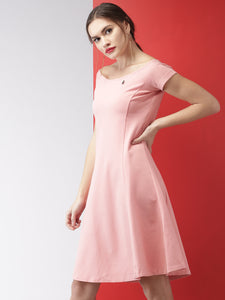 Queen ellie  Women Pink Solid A-Line Dress