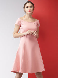 Queen ellie  Women Pink Solid A-Line Dress