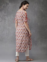 Load image into Gallery viewer, Queen Ellie Women White &amp; Red Printed Straight Kurta
