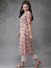 Load image into Gallery viewer, Queen Ellie Women White &amp; Red Printed Straight Kurta
