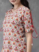 Load image into Gallery viewer, Queen Ellie Women White &amp; Red Printed Straight Kurta
