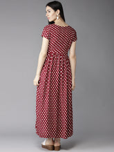 Load image into Gallery viewer, Queen ellie Women Maroon &amp; White Printed Maxi Dress
