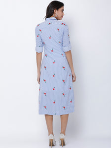 Queen ellie Women Blue Printed Shirt Dress