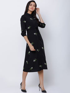 Queen ellie Women Black Printed Shirt Dress