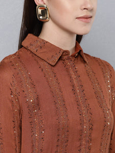 Queen Ellie Brown Sequinned Tunic