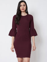 Load image into Gallery viewer, Queen ellie Women Burgundy Solid Sheath Dress
