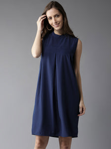 Queen ellie Women Blue Solid A-Line Dress