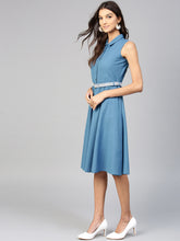 Load image into Gallery viewer, Queen ellie Women Blue Solid Shirt Dress
