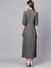 Load image into Gallery viewer, Queen ellie Women Grey Self Design Midi A-Line Dress
