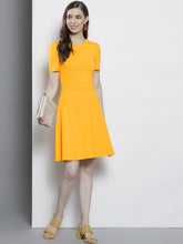 Load image into Gallery viewer, Queen ellie Women Yellow Fit and Flare Dress
