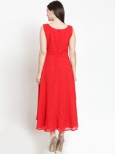 Load image into Gallery viewer, Queen ellie Women Solid Red Fit and Flare Dress
