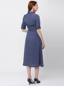 Queen ellie Women Blue Solid Shirt Dress