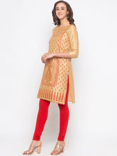 Load image into Gallery viewer, Queen ellie Women Beige &amp; Orange Printed Kurti
