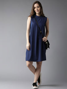 Queen ellie Women Blue Solid A-Line Dress