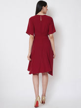 Load image into Gallery viewer, Queen ellie Women Maroon Solid Fit and Flare Dress
