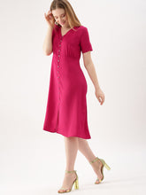 Load image into Gallery viewer, Queen ellie Women Pink Solid A-Line Dress
