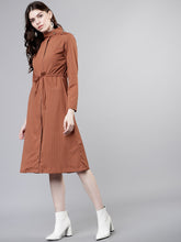 Load image into Gallery viewer, Queen ellie Women Brown Solid Shirt Dress
