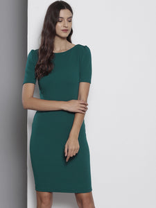 Queen ellie Women Teal Green Solid Sheath Dress