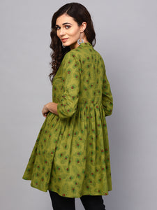 Queen ellie Women Green Printed Tunic