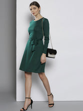 Load image into Gallery viewer, Queen ellie Women Green Solid A-Line Dress
