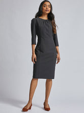 Load image into Gallery viewer, Queen ellie Women Charcoal Grey Solid Sheath Dress
