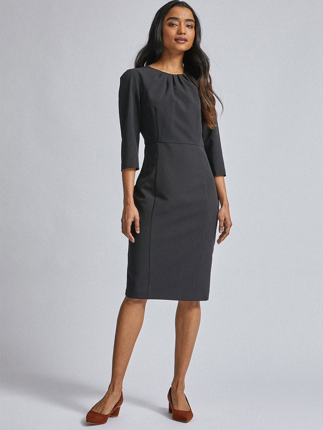 Queen ellie Women Charcoal Grey Solid Sheath Dress